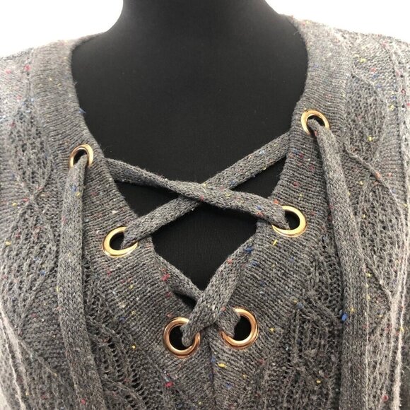 Vintage Y2K Dex Cable Knit Laced V Neck Sweater Small - Picture 7 of 9